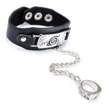 PU Leather Ring Bracelet Anime Stainless Steel Wristband