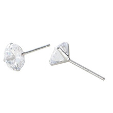 Silver Zirconia Stud Earrings 3mm Women Girls Rhinestone Party