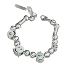 Beaded Smile Face Bracelet Titanium Steel Waterproof Unisex Gift