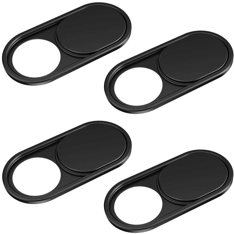 Webcam Cover Slide 4-Pack, 0.023-Inch Ultra-Thin Metal Privacy Cover For Macbook Pro, Imac, Laptop, Pc, Iphone, Black 9067246449421