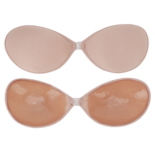 (B) 2pcs Strapless Sticky Bra Non Visible Front Buckle Backless Dresses