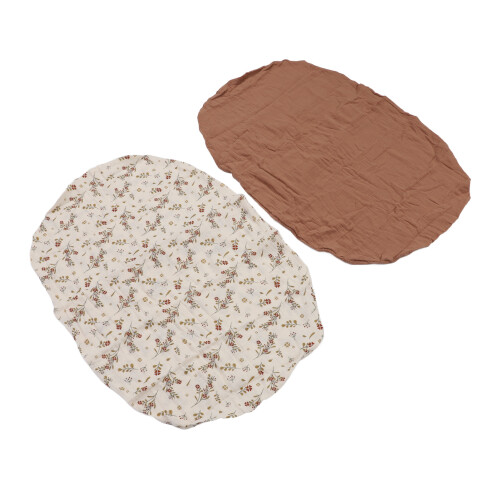 (Red Brown and Red Brown Flower Pattern Set) 2 Pack Universal Fitted Bassinet Sheets 2