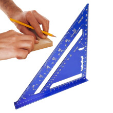 Drawing Triangle Metric Protractor Aluminium Alloy Measuring Tool Blue For Precision Tasks Geometry Woodworking