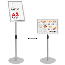 Snap Frame Information Stand - SILVER Aluminium Frame - A3 size