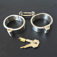 SM Stainless Steel Restraints Lockable Handcuffs Ankle Cuffs Collar Bondage Set For Couples BDSM Tool