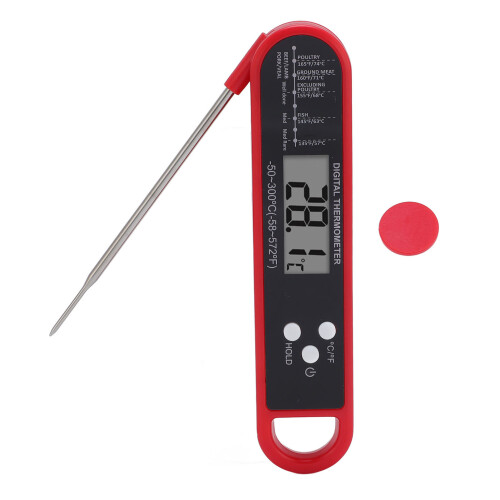 Red Digital Food Thermometer Long Probe