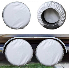 (L, Silver) 4 Pack Waterproof Tire Cover Spare Tyre Wheel Rv Trailer Camper Anti-corrosion Tyre Protector