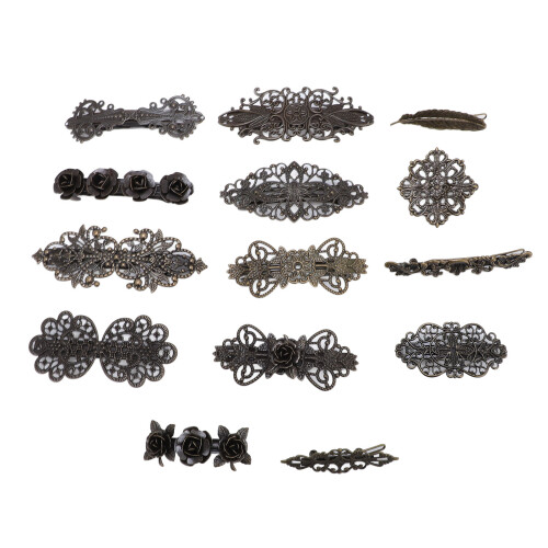14x Bronze-Blumen-Haarclips Legierung Hochzeit