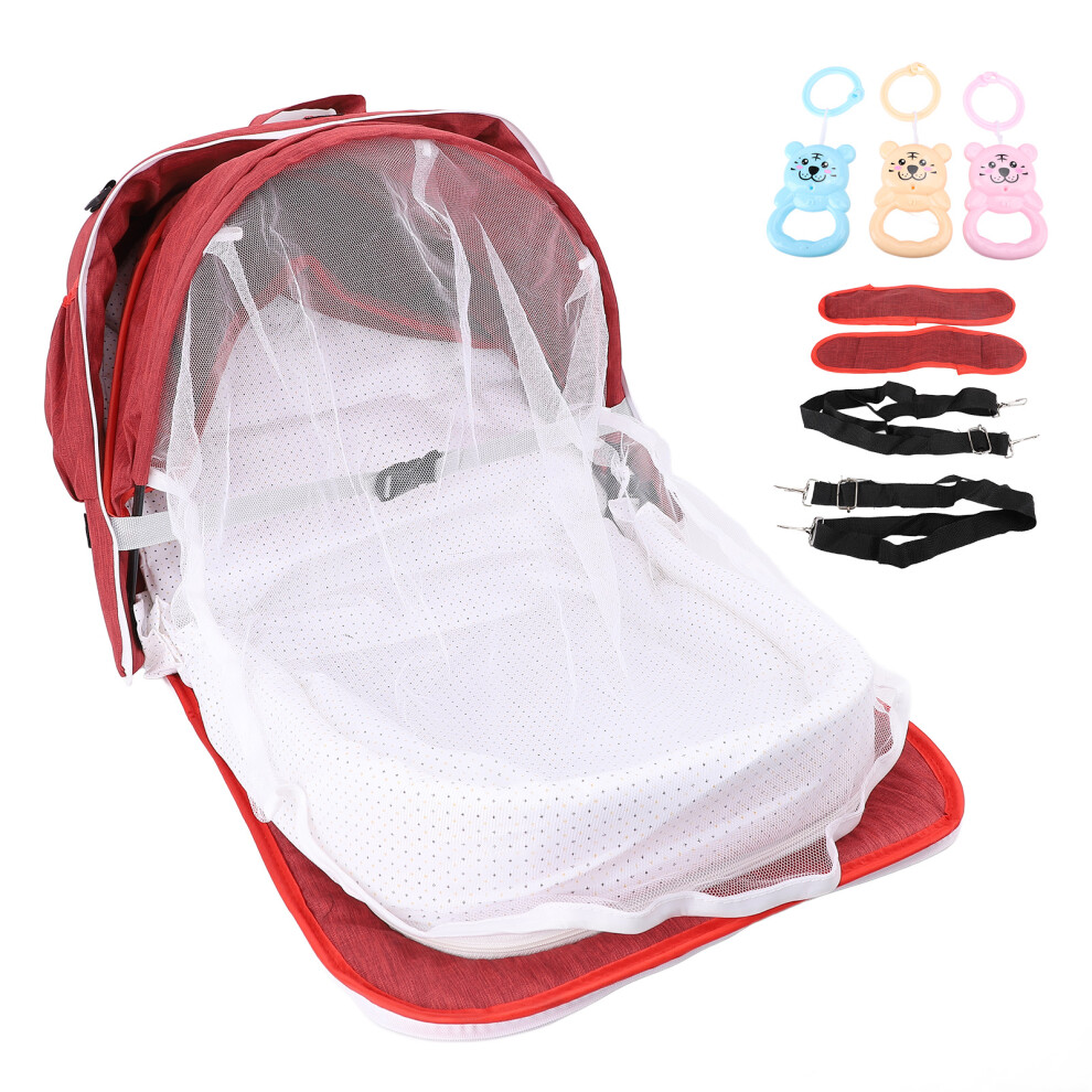 (Red) Portable Foldable Baby Travel Bassinet Lightweight Crib Red