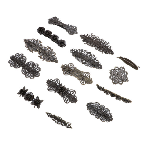 14x Bronze-Blumen-Haarclips Legierung Hochzeit 2