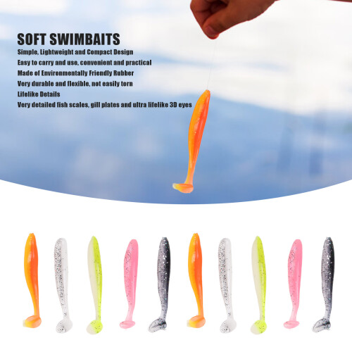 100 Stück fluoreszierende Gummiköder mit Paddle Tail für Angler 2
