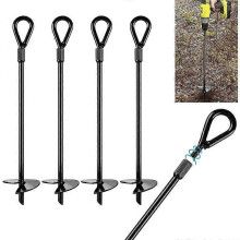 Ground Anchors, Ground Anchor Kit of 4 Stakes Measuring 38cm Long and 1.3cm Thick, Heavy Duty Ground Anchors, Perfect for Tents, Canopies, Shelters,