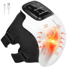 Knee Massager, Cordless Heated Knee Massager with 3 Heating Levels, 3 Vibration Modes, LED Screen & Adjustable Straps, Massage with Heat for Relief, I