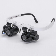 Loupe Magnifier 8x 23x Magnification, Mounted ABS Lens, Watch Repair, Portable Double Eye Glasses, Retractable LED