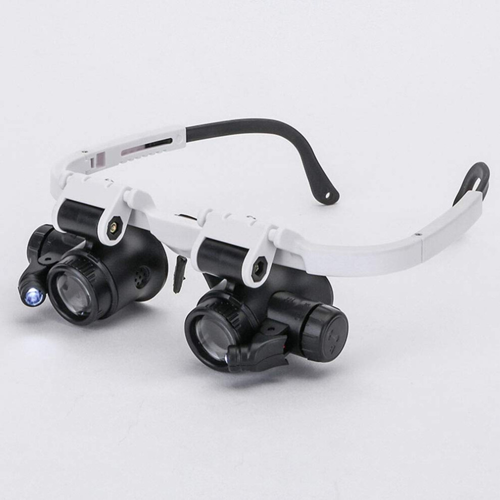 Loupe Magnifier 8x 23x Magnification, Mounted ABS Lens, Watch Repair, Portable Double Eye Glasses, Retractable LED
