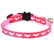 Pets Reflective Cat Pet Collar with Bell and Safety Buckle Strong and Safe Nylon Mixed Colors Runaway Cat Collar (Pink Beard, S 1.0 x 31cm)
