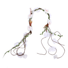 Stoffblumen-Kranz Stirnband mit Blättern Haube