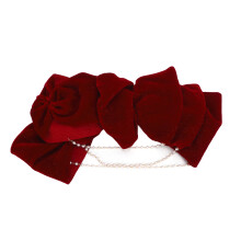 Roter Samtbogen-Haarklemme mit Quaste & Faux-Pearl