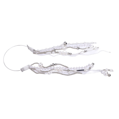 Beaded Tassel Faux Pearl Chain Headband 1