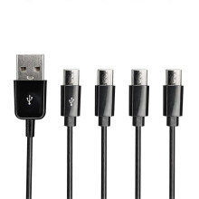 USB Type C Splitter Charging Cable,1ft 4 in 1 Multi Charging Cable, USB A to 4 x USB Type C Y Splitter Data Snyc Cord(0.3m-4 USB C, Black) Black  0.3m