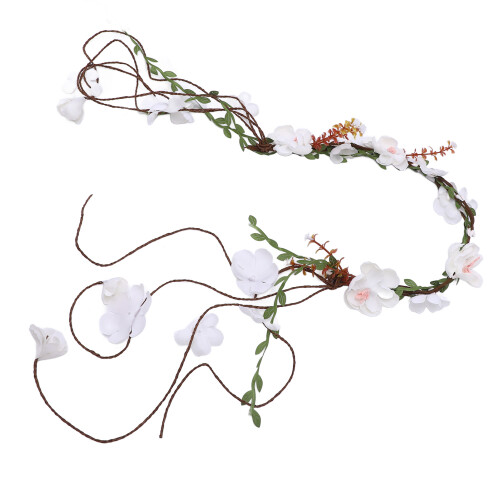 Stoffblumen-Kranz Stirnband mit Blättern Haube 1