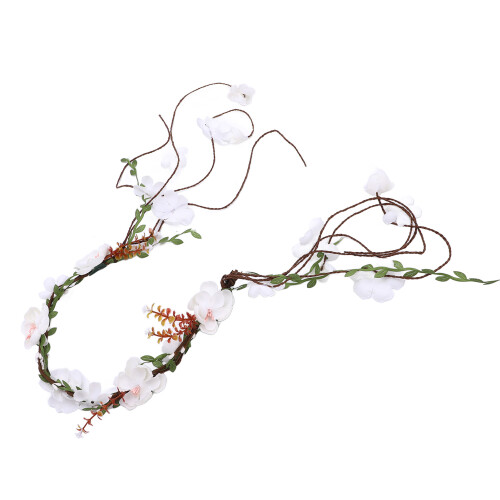 Stoffblumen-Kranz Stirnband mit Blättern Haube 2