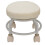 Niedriger Hocker mit Rollen, PU-Leder, rund, Beige 1