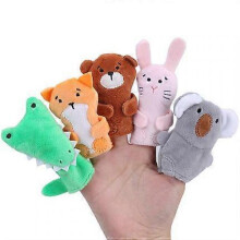 5pcs Finger Puppet Set Cloth Plush Doll Baby Educational Hand Cartoon Animal Toys (Forest Baby B 5pcs)