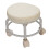 Niedriger Hocker mit Rollen, PU-Leder, rund, Beige 3