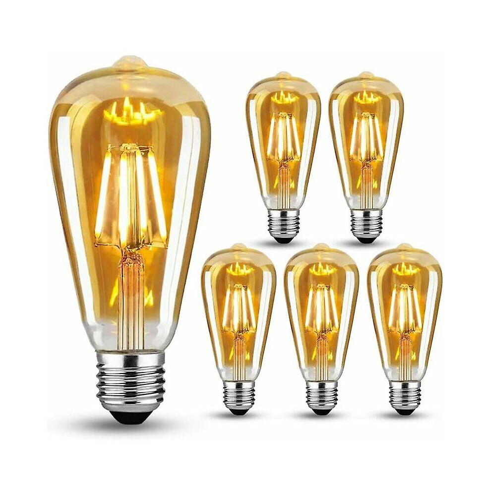 Kikidex (As Show, One Size) Set Of 6 Vintage E27 4W Incandescent Bulbs In Warm White