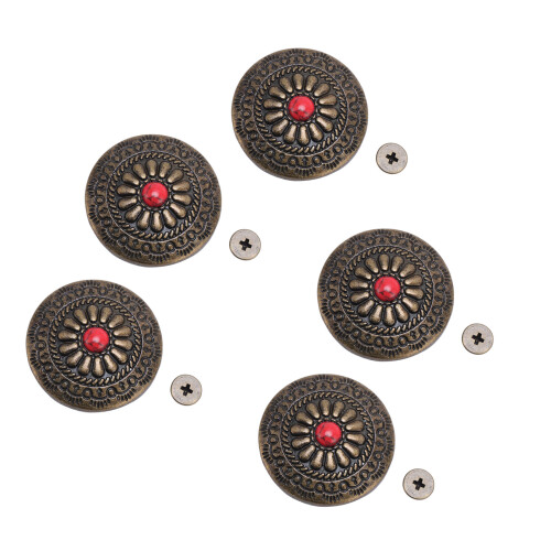 5 Set 30mm Turquoise Screw Back Conchos 4.5mm Screw 2