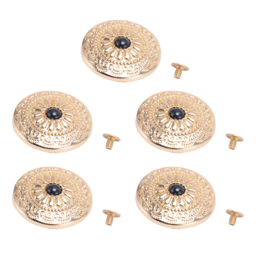 5x 30mm Gold Chrysanthemum Buttons 4.5mm Screw 1