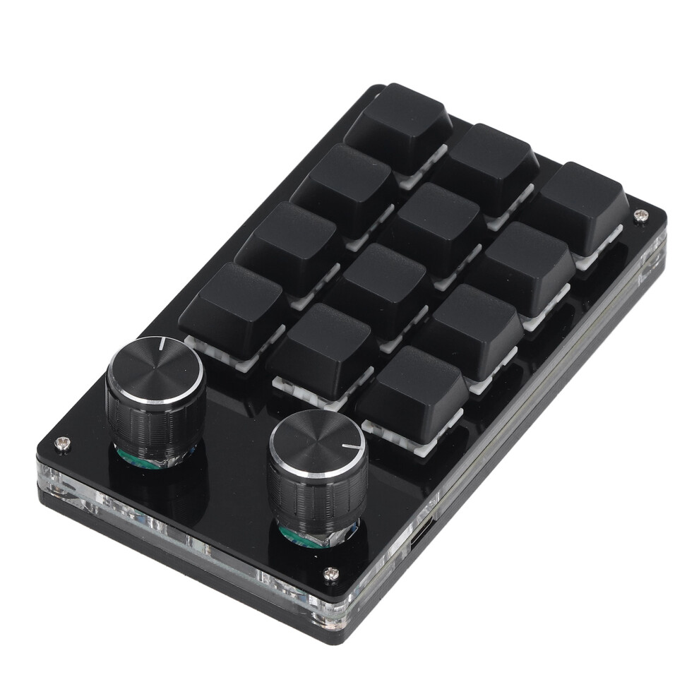 Mechanical Gaming Keypad 12 Keys 2 Knobs Acrylic Diy Programmable Keyboard 9451357190851