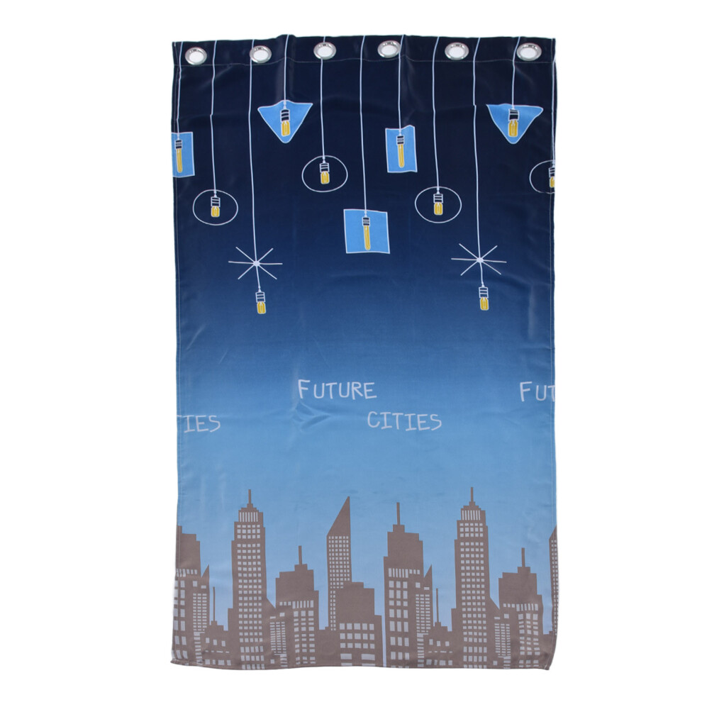 (Blue) Polyester Short Curtain Urban Landscape Shade Grey-image-OPC-PMMFBCZ-NEW