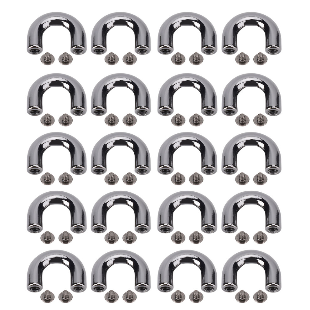 (Silver Black) 20 Set U Shaped Arch Bridge Buckles Zinc Alloy Silver For Bags 448787334367