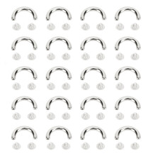 (Silver) 20 U-Ring 19.5x14mm 5.5mm Vite Argento