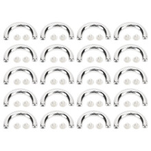 (Silver) 20 Chiuse U Arcata Borse Vite Argento 19.5x14mm