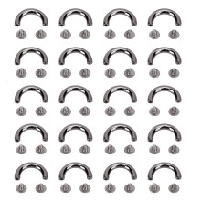 (Silver Black) 20 U-Ring 19.5x14mm 5.5mm Vite Argento