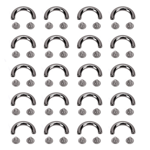 (Silver Black) 20 U-Ring 19.5x14mm 5.5mm Vite Argento