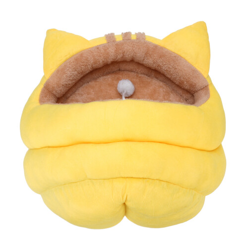 (S) Kattenhol Warm Afneembaar Huis Geel M 1