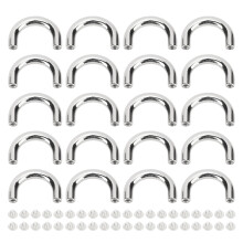 (Silver) 20 Fibbie Metallo U Forma con Viti Argento per Pelle