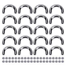 (Silver Black) 20 Fibbie Metallo U Forma con Viti Argento per Pelle