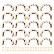 (Gold) 20 Fibbie Metallo U Forma con Viti Argento per Pelle