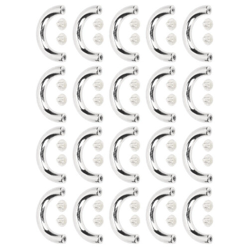 (Silver) 20 Chiuse U Arcata Borse Vite Argento 19.5x14mm 1