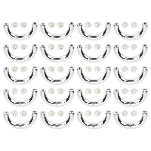(Silver) 20 Chiuse U Arcata Borse Vite Argento 19.5x14mm 2