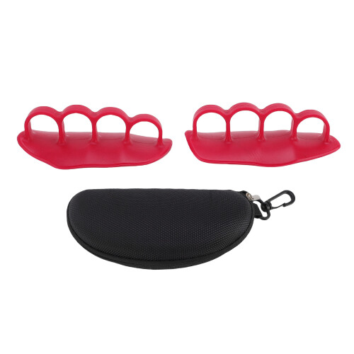 (Red) 1 Pair Workout Grips for Barbell Dumbbell Black
