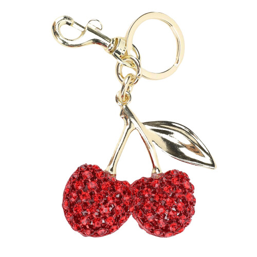 Sparkly Cherry Rhinestone Keyring for Handbags 2