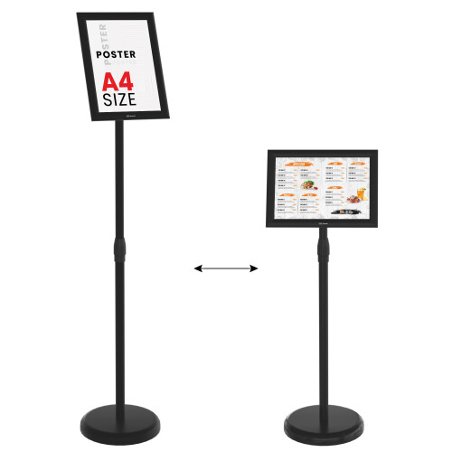 A4 Snap Frame Information Stand with Black Aluminium Frame