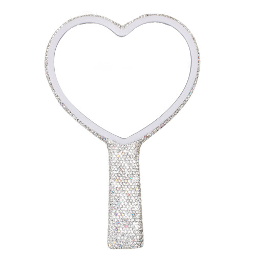 Handspiegel mit Strass, Herzform, HD-Glas