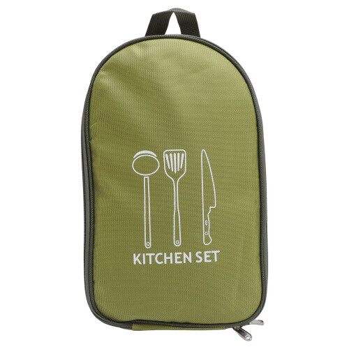 (Green) Camping Cookware Storage Bag Portable Utensils Organizer Brown